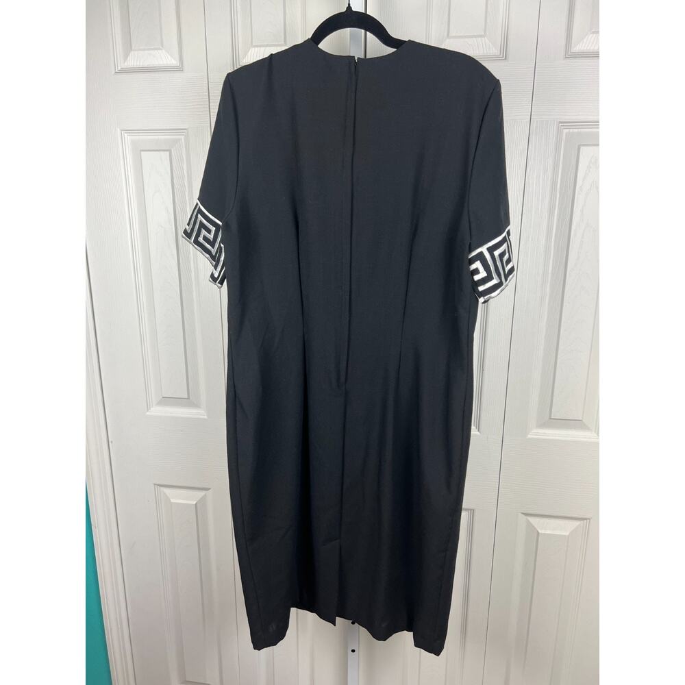 Chel'sea L'td Vintage Black White Greek Key Rayon Blend Shift Dress Size 14 - Picture 7 of 8